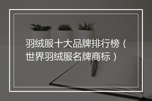 羽绒服十大品牌排行榜（世界羽绒服名牌商标）