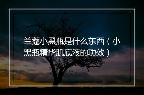 兰蔻小黑瓶是什么东西（小黑瓶精华肌底液的功效）