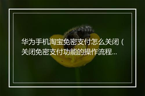 华为手机淘宝免密支付怎么关闭（关闭免密支付功能的操作流程）