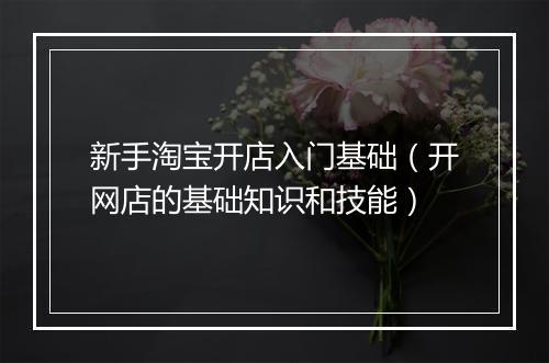 新手淘宝开店入门基础（开网店的基础知识和技能）