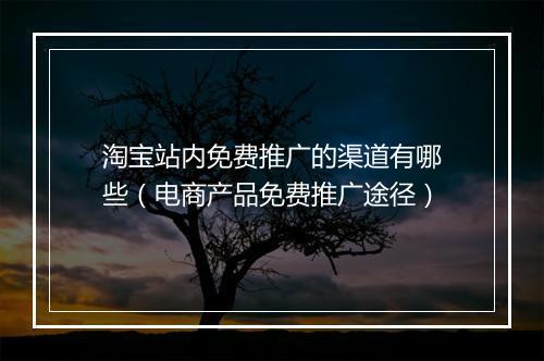 淘宝站内免费推广的渠道有哪些（电商产品免费推广途径）
