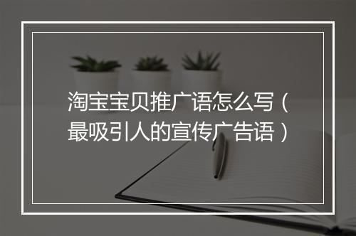 淘宝宝贝推广语怎么写（最吸引人的宣传广告语）