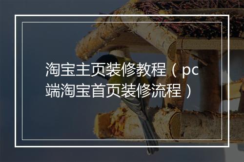 淘宝主页装修教程（pc端淘宝首页装修流程）