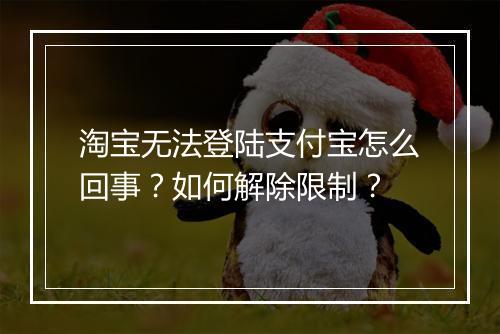 淘宝无法登陆支付宝怎么回事？如何解除限制？