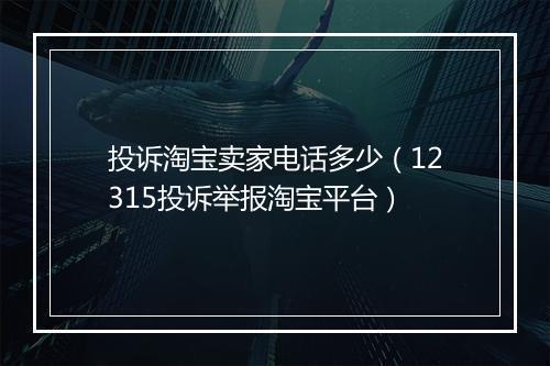 投诉淘宝卖家电话多少（12315投诉举报淘宝平台）