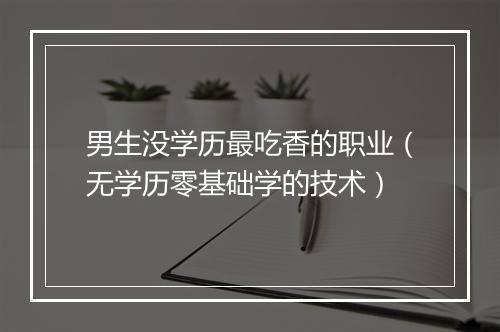 男生没学历最吃香的职业（无学历零基础学的技术）