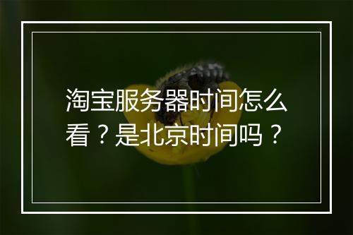 淘宝服务器时间怎么看？是北京时间吗？