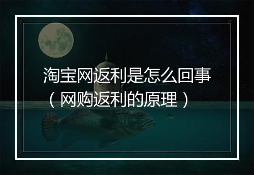 淘宝网返利是怎么回事（网购返利的原理）