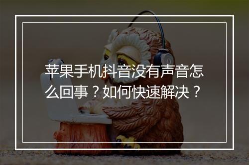 苹果手机抖音没有声音怎么回事？如何快速解决？