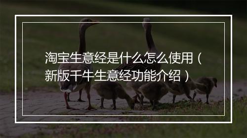 淘宝生意经是什么怎么使用（新版千牛生意经功能介绍）