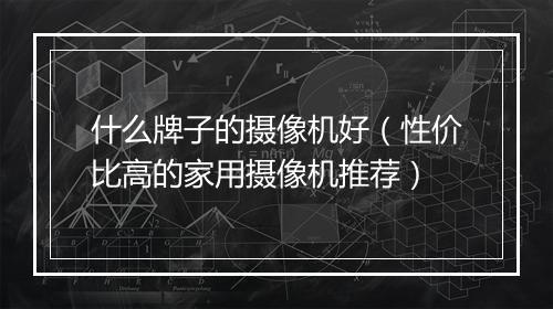 什么牌子的摄像机好（性价比高的家用摄像机推荐）
