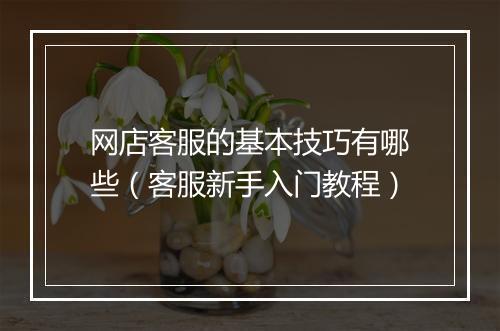 网店客服的基本技巧有哪些（客服新手入门教程）