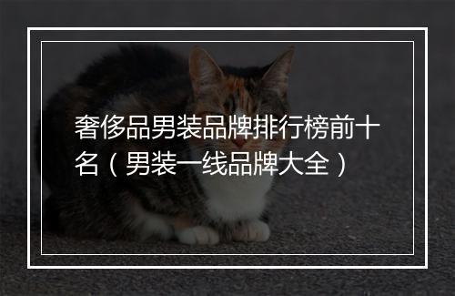 奢侈品男装品牌排行榜前十名（男装一线品牌大全）