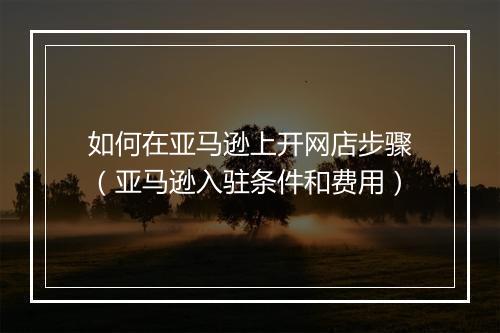 如何在亚马逊上开网店步骤（亚马逊入驻条件和费用）