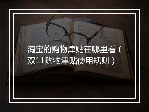 淘宝的购物津贴在哪里看（双11购物津贴使用规则）