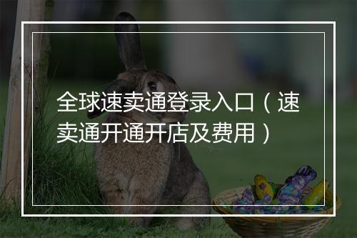 全球速卖通登录入口（速卖通开通开店及费用）