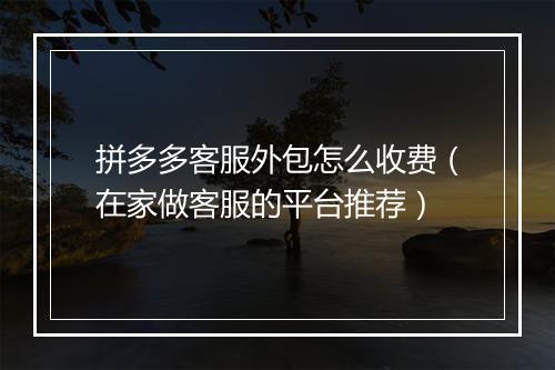拼多多客服外包怎么收费（在家做客服的平台推荐）