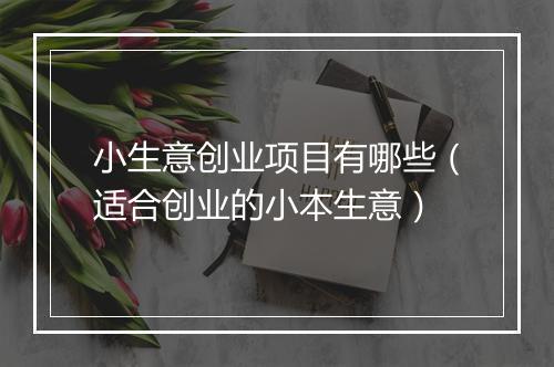小生意创业项目有哪些（适合创业的小本生意）