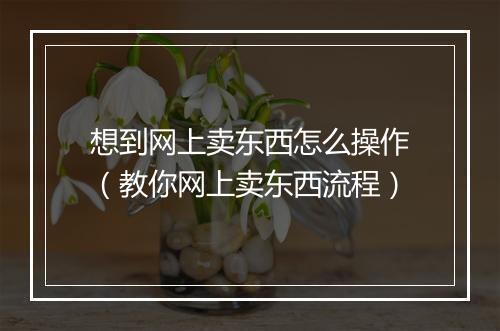 想到网上卖东西怎么操作（教你网上卖东西流程）