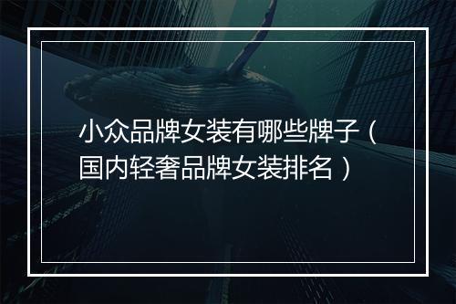 小众品牌女装有哪些牌子（国内轻奢品牌女装排名）