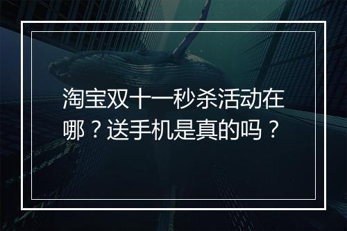 淘宝双十一秒杀活动在哪？送手机是真的吗？