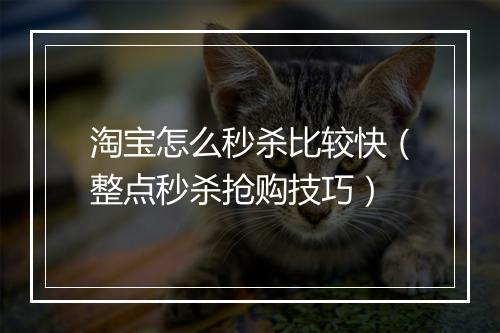 淘宝怎么秒杀比较快（整点秒杀抢购技巧）