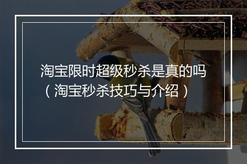 淘宝限时超级秒杀是真的吗（淘宝秒杀技巧与介绍）