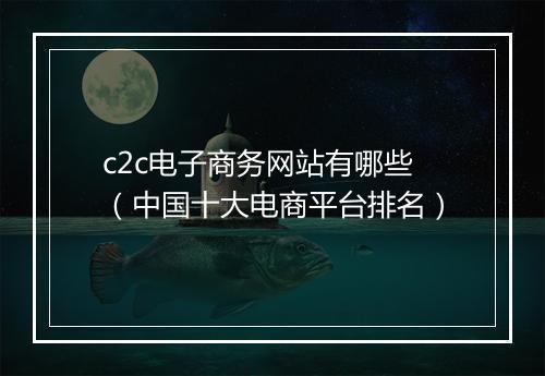 c2c电子商务网站有哪些（中国十大电商平台排名）