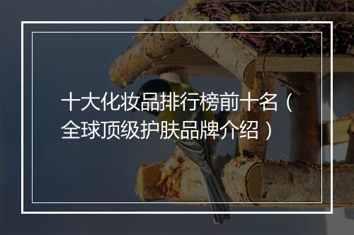 十大化妆品排行榜前十名（全球顶级护肤品牌介绍）