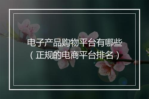电子产品购物平台有哪些（正规的电商平台排名）