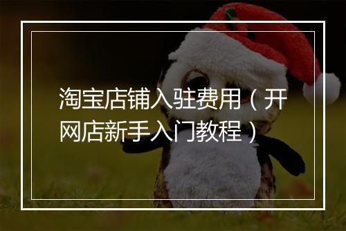淘宝店铺入驻费用（开网店新手入门教程）