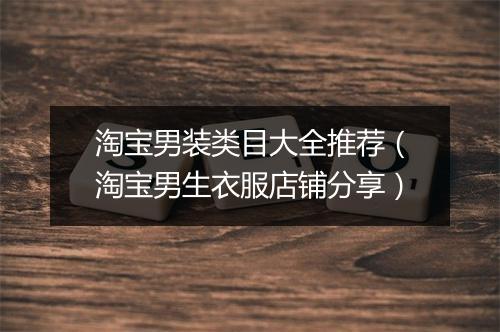 淘宝男装类目大全推荐（淘宝男生衣服店铺分享）