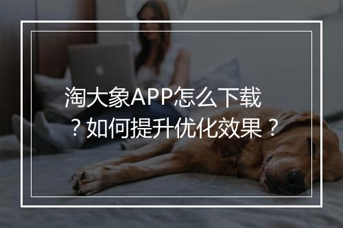 淘大象APP怎么下载？如何提升优化效果？