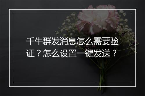 千牛群发消息怎么需要验证？怎么设置一键发送？