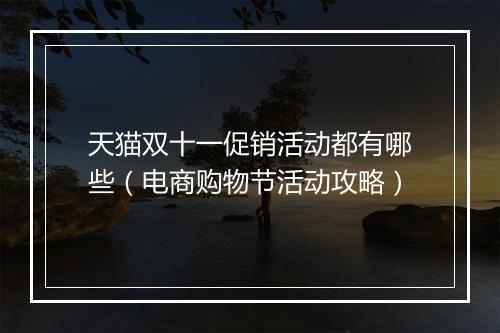 天猫双十一促销活动都有哪些（电商购物节活动攻略）