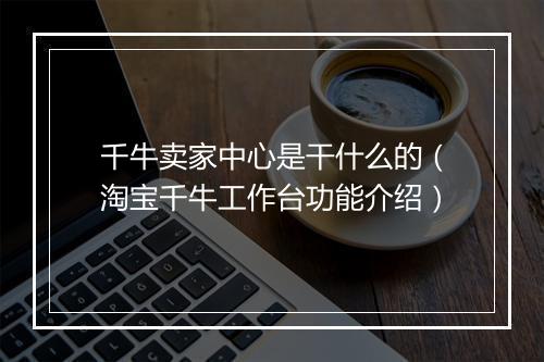 千牛卖家中心是干什么的（淘宝千牛工作台功能介绍）