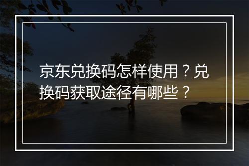京东兑换码怎样使用？兑换码获取途径有哪些？