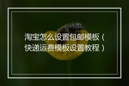 淘宝怎么设置包邮模板（快递运费模板设置教程）