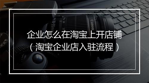 企业怎么在淘宝上开店铺（淘宝企业店入驻流程）