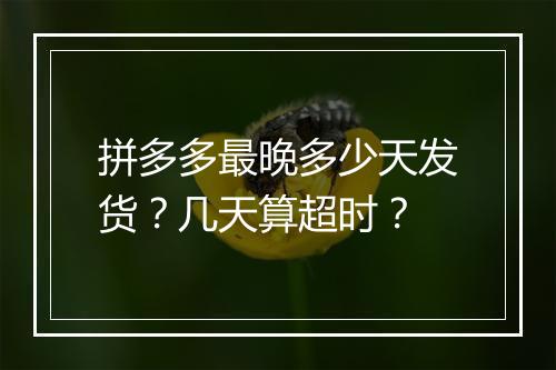拼多多最晚多少天发货？几天算超时？