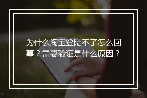 为什么淘宝登陆不了怎么回事？需要验证是什么原因？