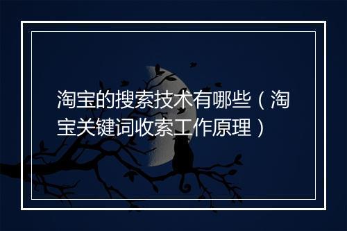 淘宝的搜索技术有哪些（淘宝关键词收索工作原理）