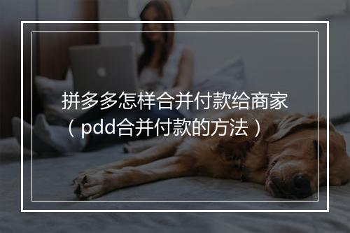 拼多多怎样合并付款给商家（pdd合并付款的方法）