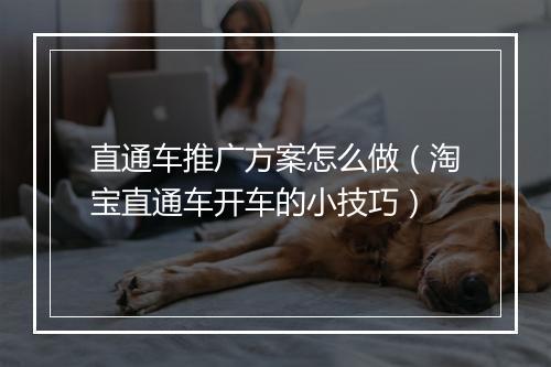 直通车推广方案怎么做（淘宝直通车开车的小技巧）