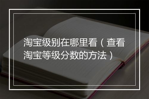 淘宝级别在哪里看（查看淘宝等级分数的方法）