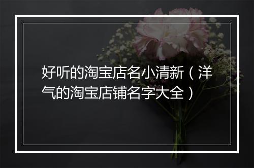 好听的淘宝店名小清新（洋气的淘宝店铺名字大全）