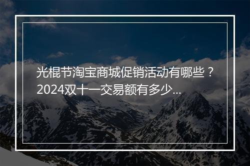 光棍节淘宝商城促销活动有哪些？2024双十一交易额有多少？
