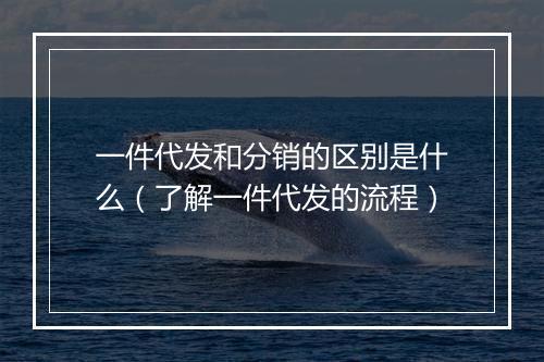 一件代发和分销的区别是什么（了解一件代发的流程）