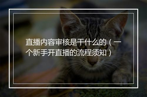 直播内容审核是干什么的（一个新手开直播的流程须知）