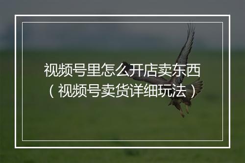 视频号里怎么开店卖东西（视频号卖货详细玩法）